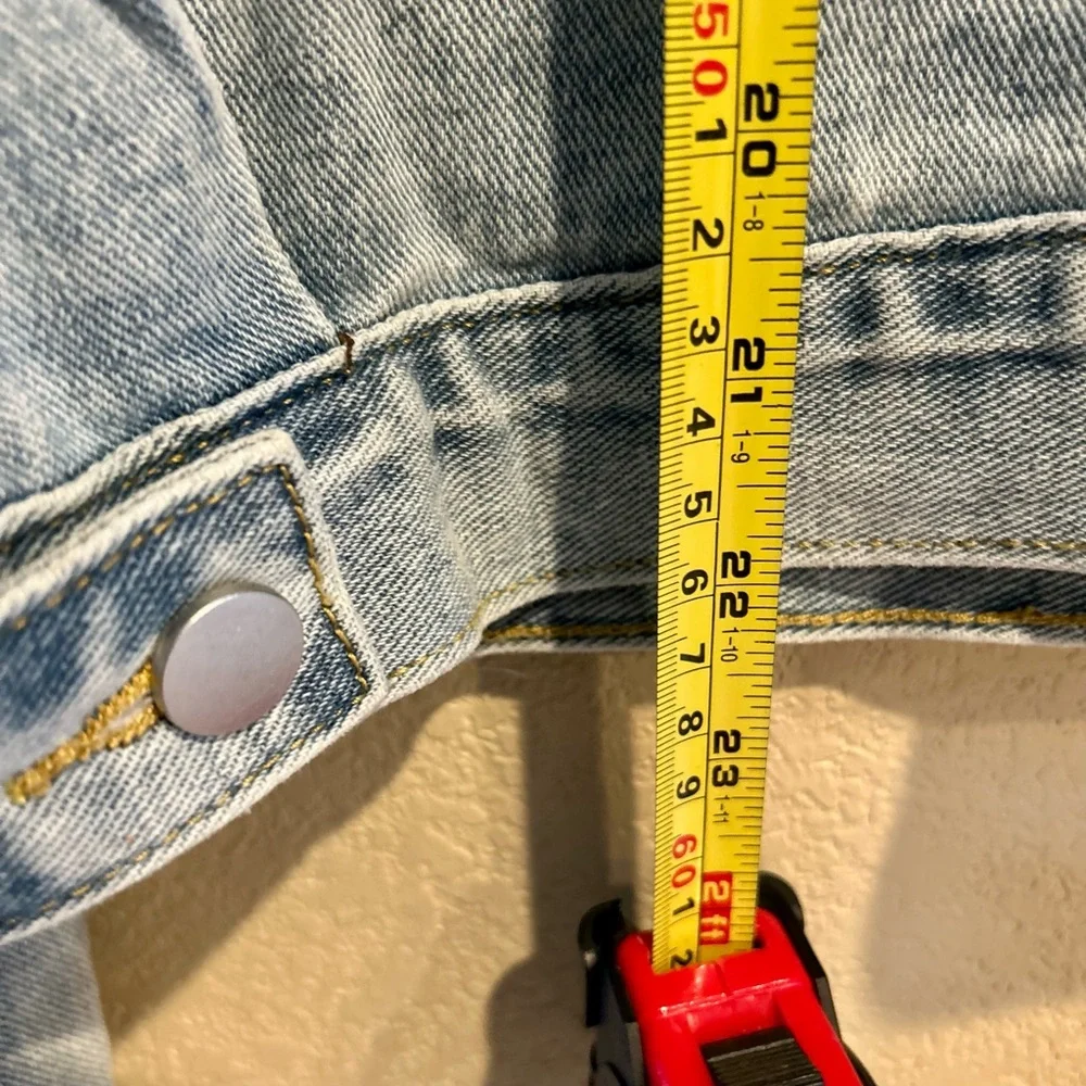 DAVI & DANI NWT Light Blue Cropped Denim Jacket with Sheer Embellishments Size S - Picture 13 of 13